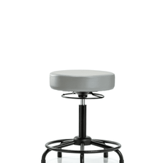 Vinyl Stool without Back - Medium Bench Height with Round Tube Base & Stationary Glides in Dove Trailblazer Vinyl - VMBSO-RT-RG-8567