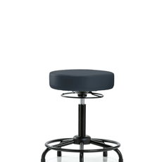 Vinyl Stool without Back - Medium Bench Height with Round Tube Base & Stationary Glides in Imperial Blue Trailblazer Vinyl - VMBSO-RT-RG-8582