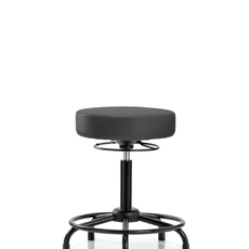 Vinyl Stool without Back - Medium Bench Height with Round Tube Base & Stationary Glides in Charcoal Trailblazer Vinyl - VMBSO-RT-RG-8605