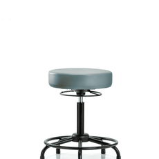 Vinyl Stool without Back - Medium Bench Height with Round Tube Base & Stationary Glides in Storm Supernova Vinyl - VMBSO-RT-RG-8822