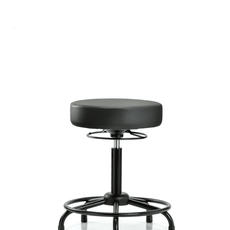 Vinyl Stool without Back - Medium Bench Height with Round Tube Base & Stationary Glides in Carbon Supernova Vinyl - VMBSO-RT-RG-8823