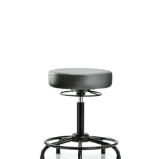 Vinyl Stool without Back - Medium Bench Height with Round Tube Base & Stationary Glides in Sterling Supernova Vinyl - VMBSO-RT-RG-8840