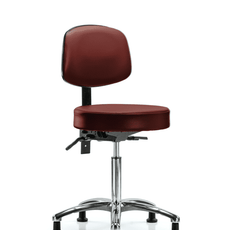 Vinyl Stool with Back Chrome - Medium Bench Height with Stationary Glides in Taupe Supernova Vinyl - VMBST-CR-T0-NF-RG-8815