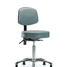 Vinyl Stool with Back Chrome - Medium Bench Height with Stationary Glides in Storm Supernova Vinyl - VMBST-CR-T0-NF-RG-8822