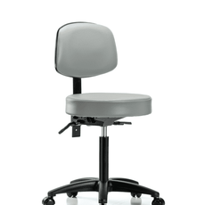 Vinyl Stool with Back - Medium Bench Height with Casters in Dove Trailblazer Vinyl - VMBST-RG-T0-NF-RC-8567