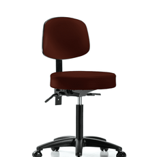 Vinyl Stool with Back - Medium Bench Height with Casters in Burgundy Trailblazer Vinyl - VMBST-RG-T0-NF-RC-8569