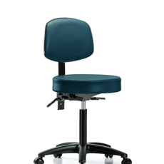 Vinyl Stool with Back - Medium Bench Height with Casters in Marine Blue Supernova Vinyl - VMBST-RG-T0-NF-RC-8801