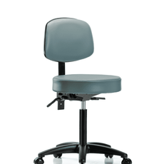 Vinyl Stool with Back - Medium Bench Height with Casters in Storm Supernova Vinyl - VMBST-RG-T0-NF-RC-8822