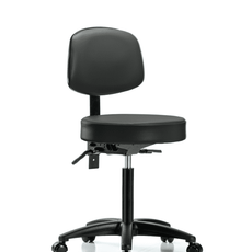 Vinyl Stool with Back - Medium Bench Height with Casters in Carbon Supernova Vinyl - VMBST-RG-T0-NF-RC-8823