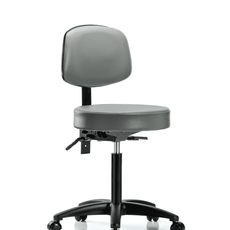 Vinyl Stool with Back - Medium Bench Height with Casters in Sterling Supernova Vinyl - VMBST-RG-T0-NF-RC-8840