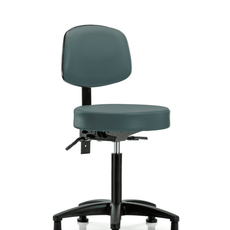 Vinyl Stool with Back - Medium Bench Height with Stationary Glides in Colonial Blue Trailblazer Vinyl - VMBST-RG-T0-NF-RG-8546