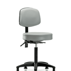 Vinyl Stool with Back - Medium Bench Height with Stationary Glides in Dove Trailblazer Vinyl - VMBST-RG-T0-NF-RG-8567