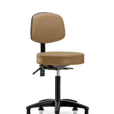 Vinyl Stool with Back - Medium Bench Height with Stationary Glides in Taupe Trailblazer Vinyl - VMBST-RG-T0-NF-RG-8584