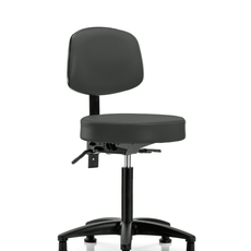 Vinyl Stool with Back - Medium Bench Height with Stationary Glides in Charcoal Trailblazer Vinyl - VMBST-RG-T0-NF-RG-8605