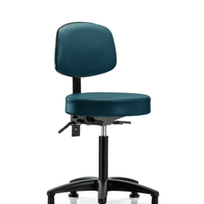 Vinyl Stool with Back - Medium Bench Height with Stationary Glides in Marine Blue Supernova Vinyl - VMBST-RG-T0-NF-RG-8801