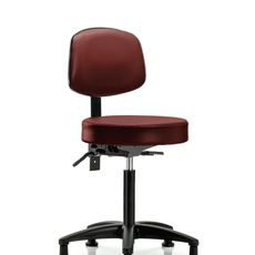Vinyl Stool with Back - Medium Bench Height with Stationary Glides in Taupe Supernova Vinyl - VMBST-RG-T0-NF-RG-8815