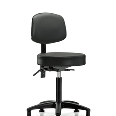 Vinyl Stool with Back - Medium Bench Height with Stationary Glides in Carbon Supernova Vinyl - VMBST-RG-T0-NF-RG-8823