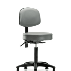 Vinyl Stool with Back - Medium Bench Height with Stationary Glides in Sterling Supernova Vinyl - VMBST-RG-T0-NF-RG-8840