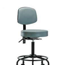 Vinyl Stool with Back - Medium Bench Height with Round Tube Base & Casters in Storm Supernova Vinyl - VMBST-RT-T0-RC-8822