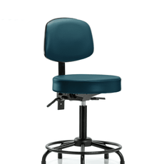Vinyl Stool with Back - Medium Bench Height with Round Tube Base & Stationary Glides in Marine Blue Supernova Vinyl - VMBST-RT-T0-RG-8801