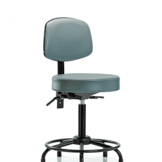 Vinyl Stool with Back - Medium Bench Height with Round Tube Base & Stationary Glides in Storm Supernova Vinyl - VMBST-RT-T0-RG-8822