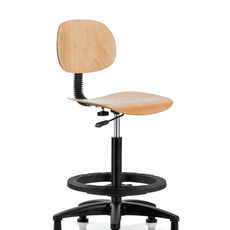 Wood Chair - High Bench Height with Black Foot Ring & Stationary Glides - WHBCH-RG-BF-RG
