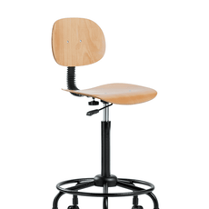 Wood Chair - High Bench Height with Round Tube Base & Casters - WHBCH-RT-RC
