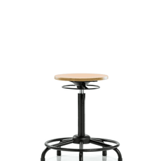 Wood Stool - High Bench Height with Round Tube Base & Stationary Glides - WHBSO-RT-RG