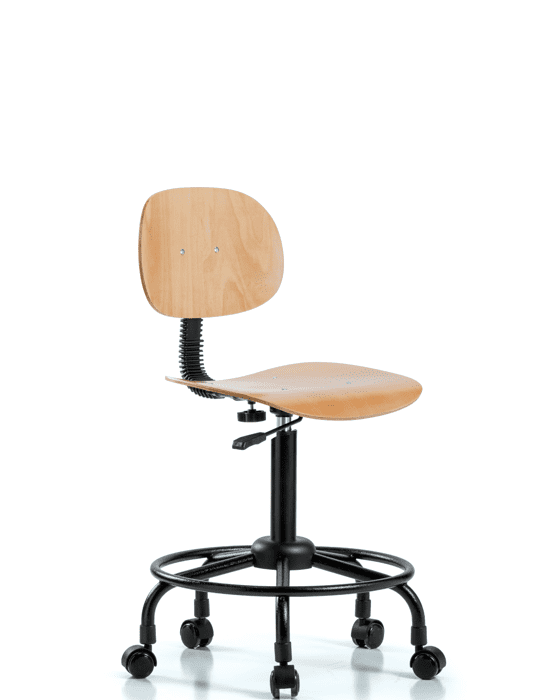 Wood Chair Medium Bench Height with Round Tube Base Casters