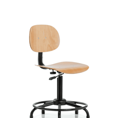 Wood Chair - Medium Bench Height with Round Tube Base & Stationary Glides - WMBCH-RT-RG