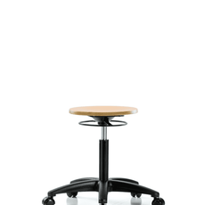 Wood Stool - Medium Bench Height with Casters - WMBSO-RG-NF-RC