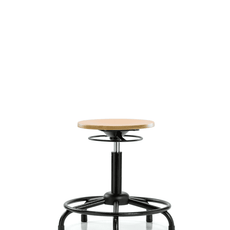 Wood Stool - Medium Bench Height with Round Tube Base & Stationary Glides - WMBSO-RT-RG