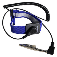 Royal Blue Single Wire Wrist Strap With Banana Plug & Aligator Clip, 12 Ft Cable - EWR-1016