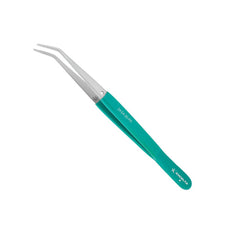 Excelta Tweezers - 1 Star 6" Angulated Strong Point - Anti-Mag. SS - Serrated - Plastic Handles - 24-SA-SE-PH