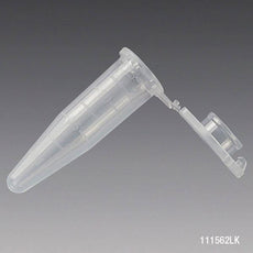 Microcentrifuge Tube, 1.5mL, PP, Attached Locking Snap Cap, Graduated, Natural, Lot Certified: Rnase, Dnase, Pyrogen, ATP and Human DNA Free-111562LK