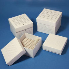 Freezing Box, 3", Cardboard, 64-Place (8x8 format), fits 3.0mL, 4.0mL and 5.0mL CryoCLEAR vials, White-3094-1