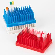 Peg Tube Rack, Reinforced PP, 17mm, 50-Place (66 Pegs), Red, 2/Pack-456155R