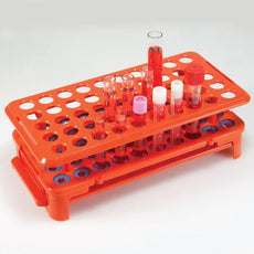 Grip Rack, Rack with Tube Grippers and Tube Eject for up to 15mm Tubes, 50-Place, Autoclavable, Orange-456926