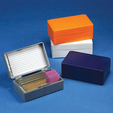 Slide Box for 12 Slides, Cork Lined, 5 Assorted Colors (Gray, Blue, Dark Gray, Orange and White)-513072AST