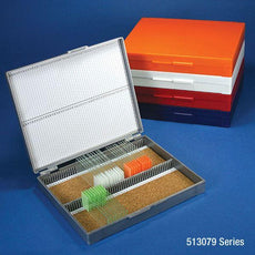 Slide Box for 100 Slides, Cork Lined, 5 Assorted Colors (Gray, Blue, Dark Gray, Orange and White)-513079AST