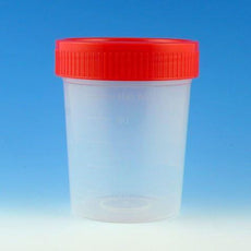 Specimen Container, 4oz, with Separate 1/4-Turn Red Screwcap, Non-Sterile, PP, Graduated, Bulk-5914