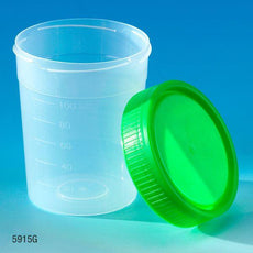 Specimen Container, 4oz, with Separate 1/4-Turn Green Screwcap, Non-Sterile, PP, Graduated, Bulk-5915G