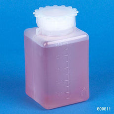 Bottle with Screwcap, Wide Mouth, Square, Graduated, PE (Cap: PP), 250mL, 50/Bag, 6 Bags/Unit-600611B