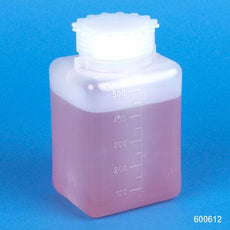Bottle with Screwcap, Wide Mouth, Square, Graduated, PE (Cap: PP), 500mL-600612-6