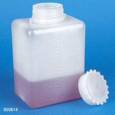 Bottle with Screwcap, Wide Mouth, Square, Graduated, PE (Cap: PP), 2000mL-600614-6
