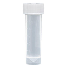 Transport Tube, 5mL, with Attached White Screw Cap, STERILE, PP, Conical Bottom, Self-Standing, Molded Graduations, 25/Bag-6101S