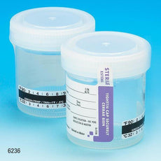 Drug Test Container, 90mL, Wide Mouth, Attached White Screwcap, STERILE, Tab-Seal Patient ID Label & Celsius Thermometer Strip, PP-6236