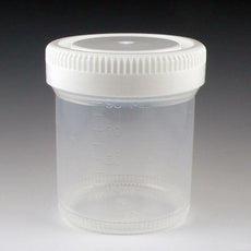 Container: Tite-Rite, Wide Mouth, 90mL (3oz), PP, 53mm Opening, Graduated, with Separate White Screwcap-6525