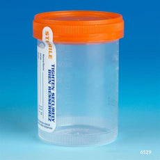 Container: Tite-Rite, 120mL (4oz), PP, STERILE, Attached Orange Screw Cap, ID Label, Graduated, Individually Wrapped-6529
