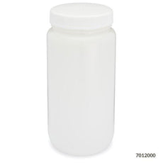 Bottle, Wide Mouth, HDPE Bottle, Attached PP Screw Cap, 2 Litres (0.5 Gallons)-7012000